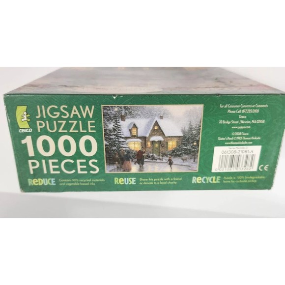 New Thomas Kinkade Skater's Pond 1000 Piece Jigsaw Puzzle Sealed - Picture 3 of 10